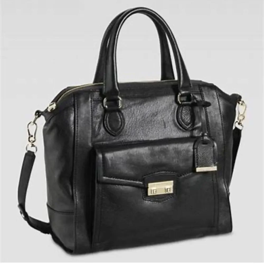 Cole Haan Zoe Black Leather Satchel Tote w/ Crossbody Strap NWOT